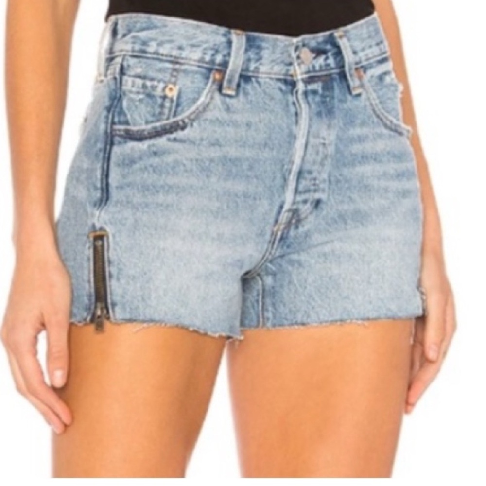 Levi's Classic Blue Denim Shorts with Zipper Detail